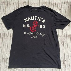 Nautica Mens New York Sailing NS83 T Shirt  Navy Blue Red White Size Medium  M